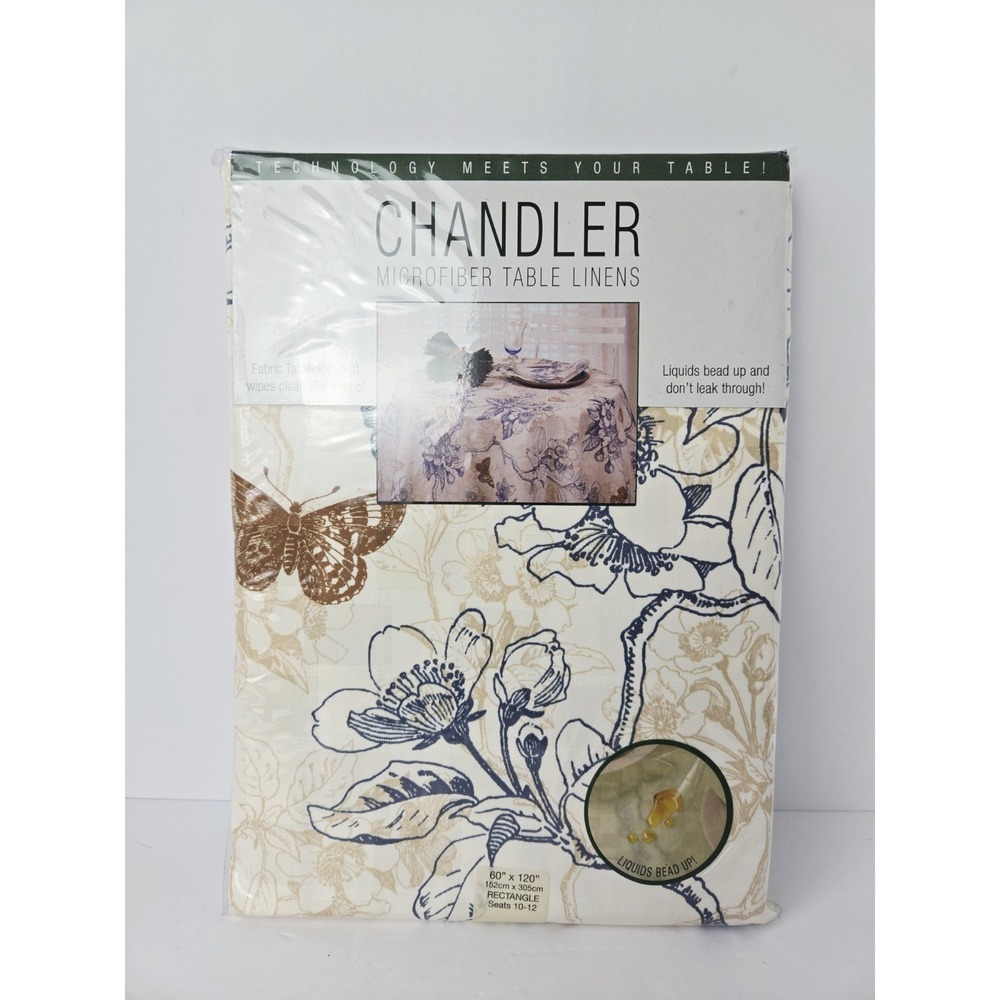 Chandler Microfiber Tablecloth Cherry Blossom Rectangular 60x120" NEW